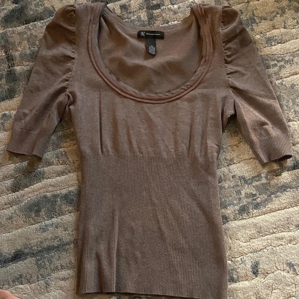 INC Brown Fitted Blouse